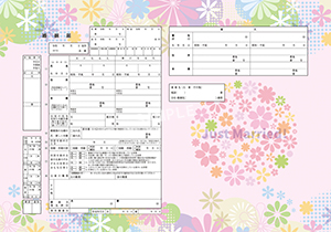 デザイン婚姻届__ハッピーフラワー